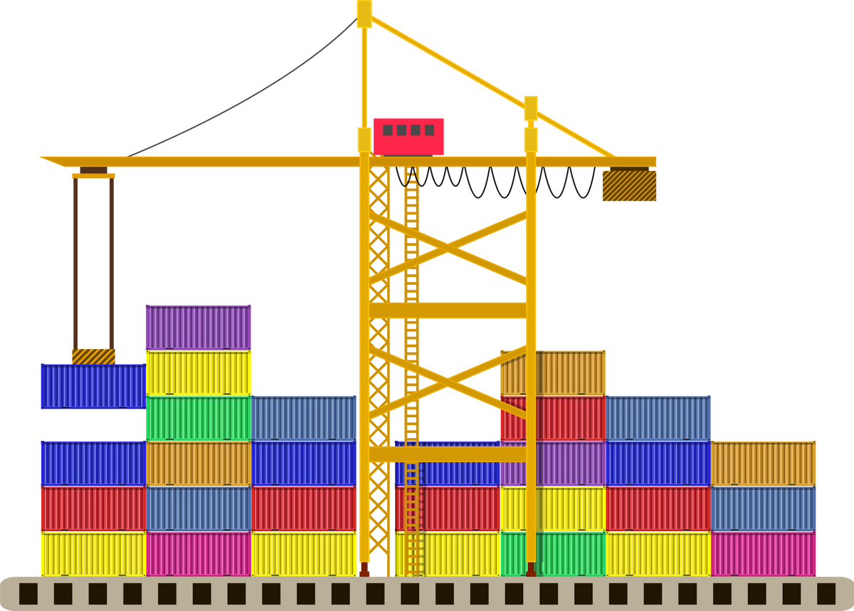 Cargo Port Container Crane and Colorful Containers